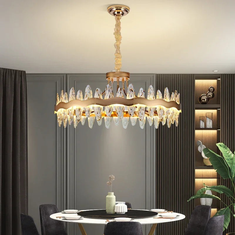 Living Room Luxury Crystal Chandeliers Modern Island Lighting Golden Lobby Decorative Lights