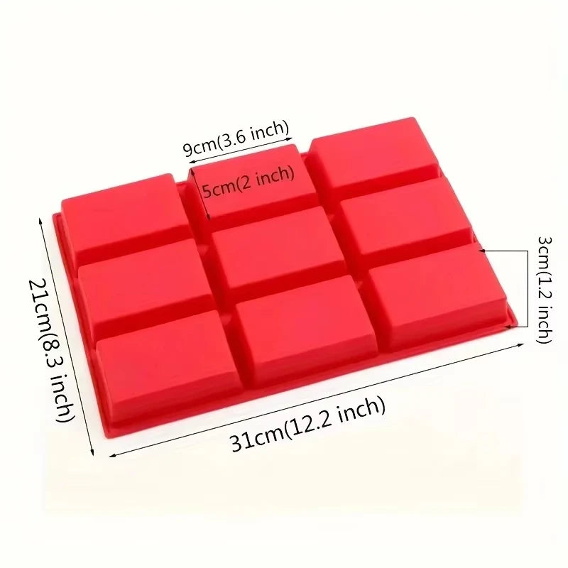 Big 9-Cavity Silicone Mini Loaf Pan for Baking Cake, Bread, Meatloaf, Cornbread, Brownie, Muffin, Soap, Non-Stick Easy Clean