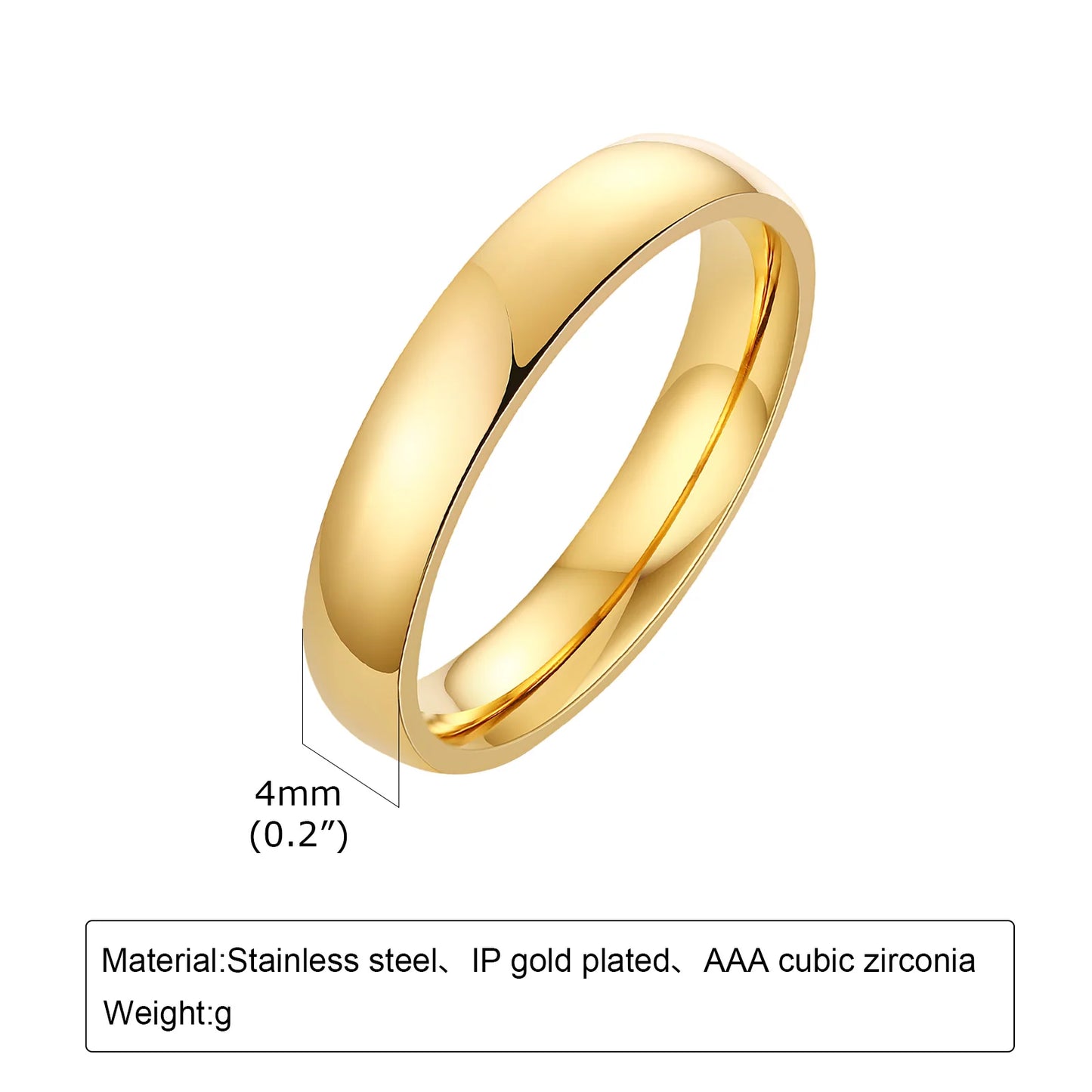 Set of 2 Stacking Ring for WomenStainless Steel 2mm Thin Gold Color Dome Shap Minimalist Jewelry