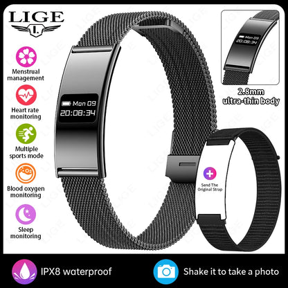 LIGE New 2.8mm Ultra-thin Smart Wristbands Heart Rate Health Monitoring Smart Bracelet Waterproof Sports Electronic Smart Watch