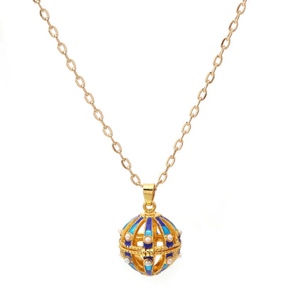 Gradient Cloisonne Aromatherapy Hollow Cage Necklace Essential Oil Diffuser Locket Pendant Music Ball Simple Women Jewelry Gift