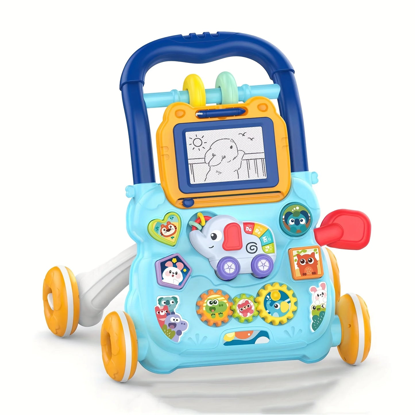 Baby Walker Trolley Early Educational Learning Walking Pushing Wheel Activity Musical Drag Car Toy For Infant 0 12 Months Gift