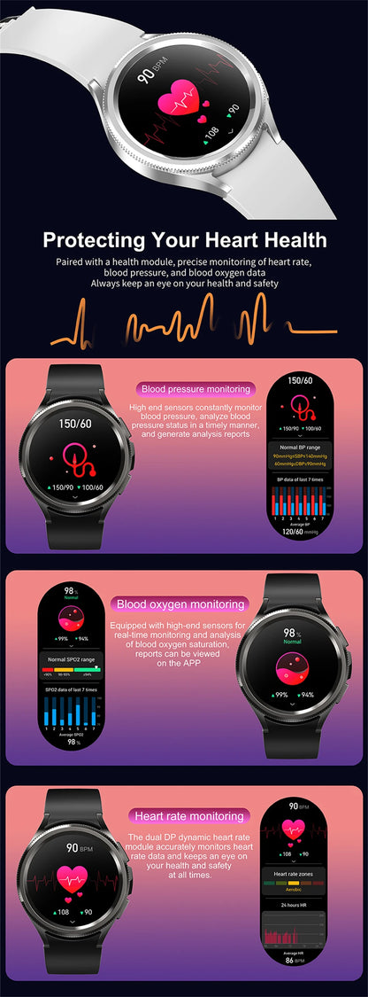 2025 New Smart Watch 6 Classic Smart Watch Fashion Men Sports Fitness Waterproof Heart Rate AMOLED HD Bluetooth Call Smartwatch