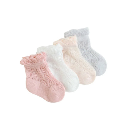 4 Pairs/Lot  New Baby Socks Mesh Thin Newborn Socks Combed Cotton Boneless Soft Summer Baby Socks For Gift