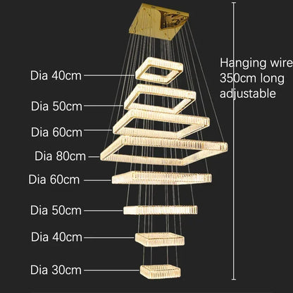 Modern Home Decoration Crystal Chandelier Stair Pendant Lamp Living Room Pendant Lights Indoor Lighting