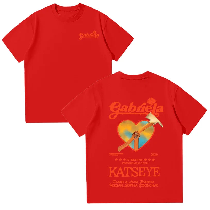 Katseye Gabriela Tees KATSEYE Summer Cotton T Shirts Women Short Sleeve Y2K Top Fashion O-neck High Street Tshirt Unisex Clothes