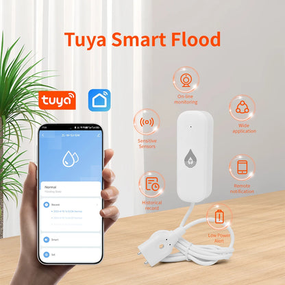 Tuya WiFi/Zigbee Water Leak Detector Sensor Smart Home App Remote Monitoring Flood Alarm Security Protection For Google Home