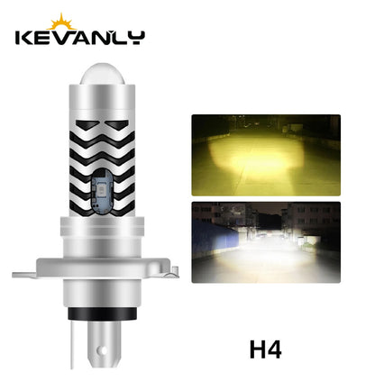 1Pcs H4 LED Dual Color Motorcycle Headlight Bulbs BA20D S2 P15D H6 6000K Hi/Lo Beam 12V Moto Fog Lamp Scooter ATV Accessories
