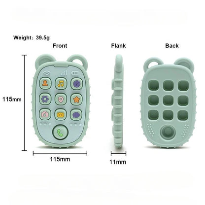 Baby Soft Silicone Phone Remote Control Teether Toy BPA Free Bear Shaped Nursing Teething Toys for Toddler Sensory Development