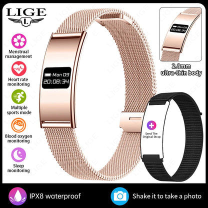 LIGE New 2.8mm Ultra-thin Smart Wristbands Heart Rate Health Monitoring Smart Bracelet Waterproof Sports Electronic Smart Watch