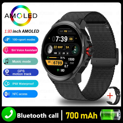 [New 2026] SK50 NFC 1.93 inch Smart Watch Ultra HD AMOLED Display Voice Calling 100+ Sports Modes 24H Health Monitor Smartwatch