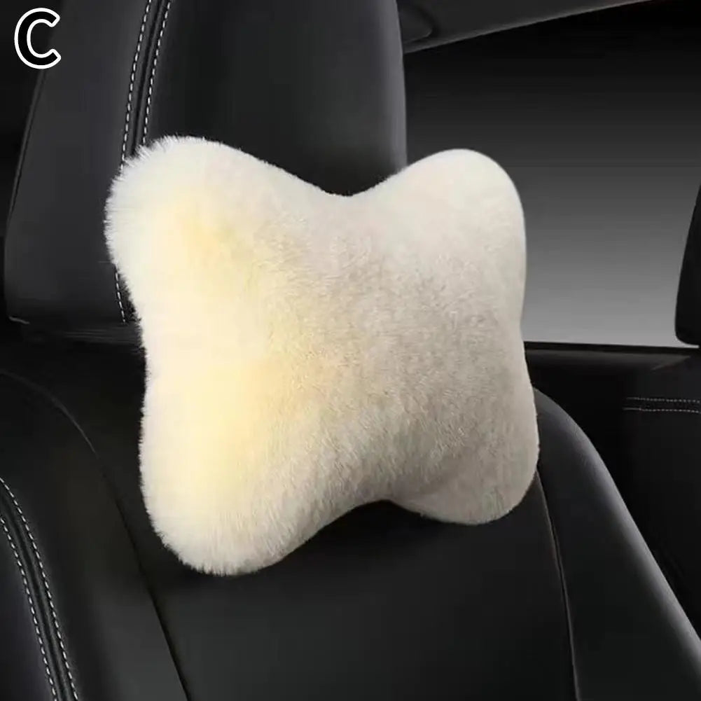 Winter Car Seat Neck Rest Pillow Plush Car Headrest Plush Cushion Warmth And Comfort Universal Lumbar Pillow Support Accessories