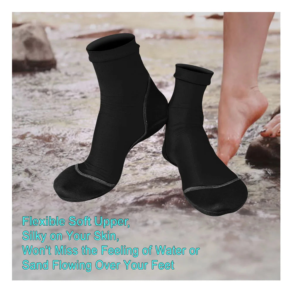 Neoprene Fin Socks for Sand Beach Volleyball Soccer Thin Polyester Uppers 1.5mm Neoprene Soles Sun Protection Water Shoes