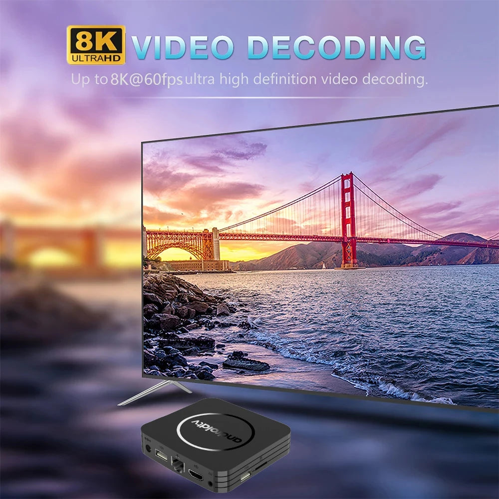 Android 14 8K Ultra HD Q11 Smart TV Box Fast Stable Transmission Media Player 4GB 64GB Large Memory Google Assistant Set Top Box