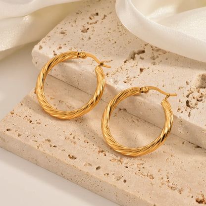 3pair/set Simple Twist Circle Round Hoop Earrings for Women Waterproof Stainless Steel Huggie Ear Buckle Statement Jewelry 2025
