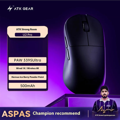 New Atk Lietong U2 Lightweight Wireless Bluetooth Mouse For Gaming Computer Office Ergonomic Design Triple Mode Specialty Mouse