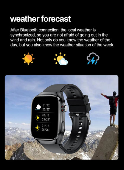 2025 New Smart Watch 2.04-inch AMOLED Screen Bluetooth Call IP68 Waterproof 650mA Sports Smartwatches Men Android Military-Grade