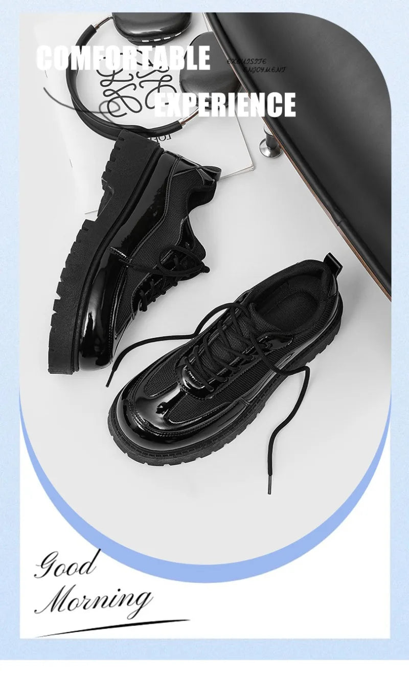 Shoes for Men High Quality Trend Casual Shoes Men Leather Original British Thick Sole Comfort Derby Shoes Sneaker Zapatos Hombre