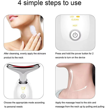 7 Colors LED Lights Face Neck Beauty Device Vibration Massage Improve Neck Lines Face Lifting Machine for Wrinkles, Double Chin2