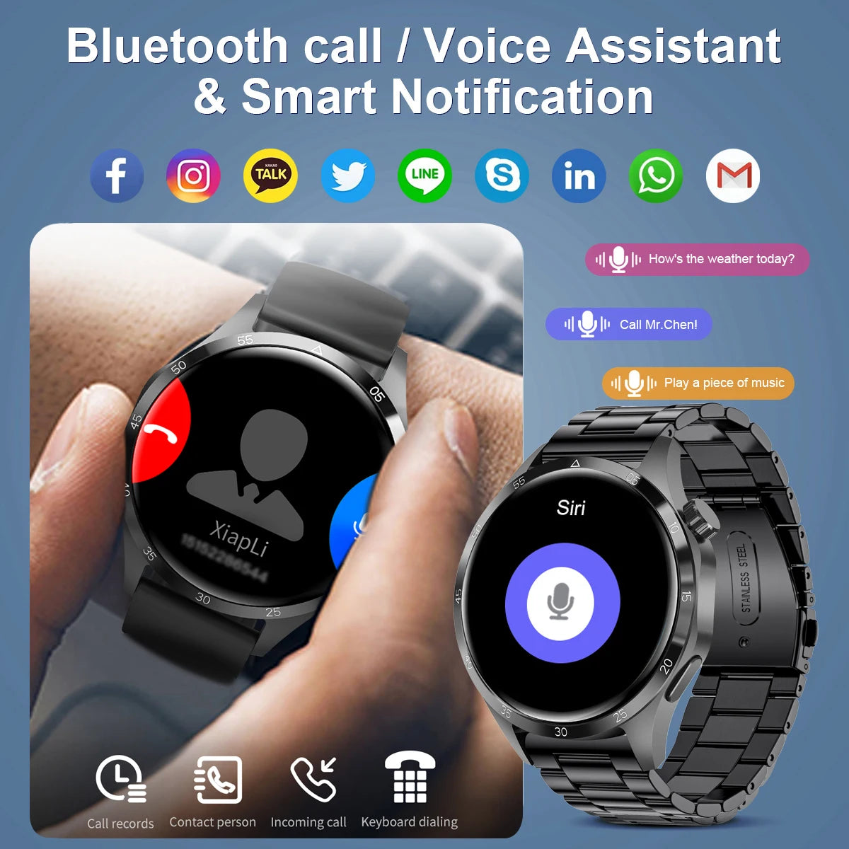 2026 New Watch Bluetooth Call Smart Watch Men GPS Outdoor Sports Fitness Heart Rate AI Voice Assistant Smartwatches Android IOS