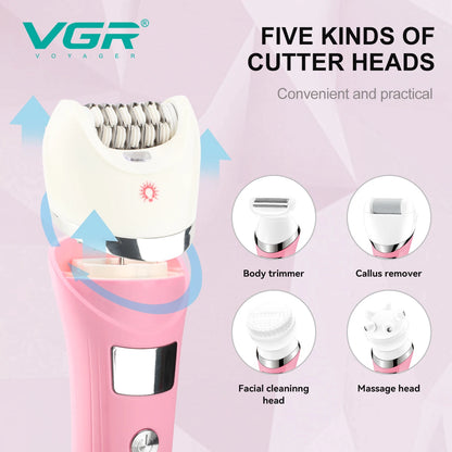 VGR Hair Trimmer Electric Epilator Hair Removal Personal Care Appliances Body Trimmer 5 IN 1 Waterproof Hair Remover Women V-759