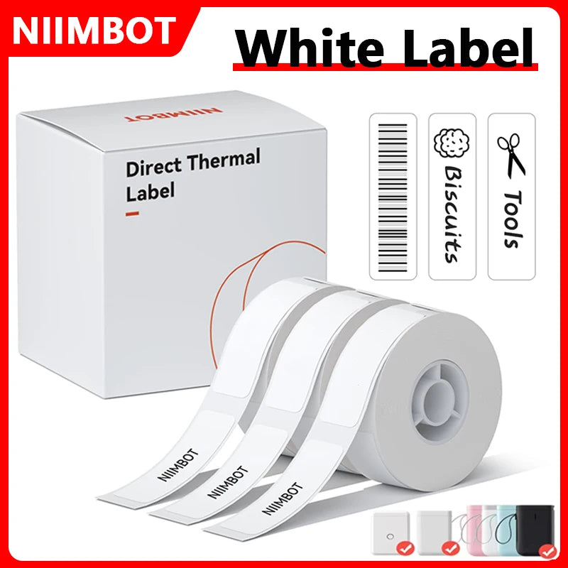Niimbot Thermal Paper Waferproof White Label Adhesive Sticker Compatible With D11/D110/D101 Printer Label Maker For Home Office