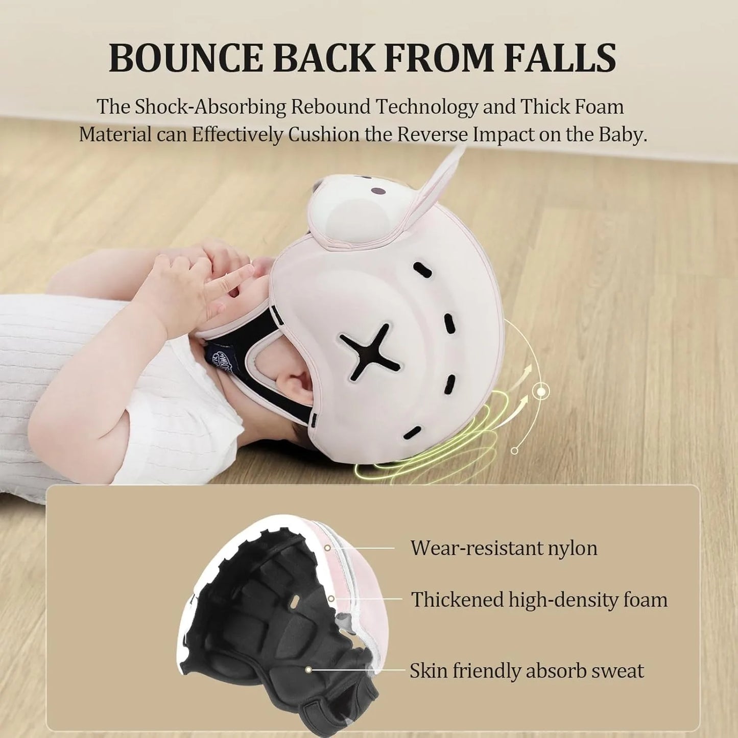 Mambobaby Guard Hat Rabbit Safe Anti-Shock Baby Helmet Toddler Head Protector Infant Headgear Learn Crawl Walk for Bump Fall