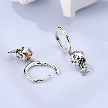 Halloween Earrings Ring Necklace 925 Sterling Silver Sparkling Skull Bow Stud Drop Earring For Women Men Halloween Party Jewelry
