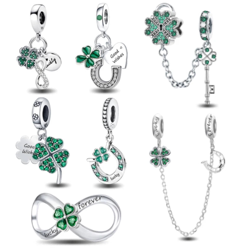925 Sterling Silver Small Fresh Four Leaf Clover Series Charms Bead Diy Bracelet Necklace Making Gift Of High Quality Jewelry