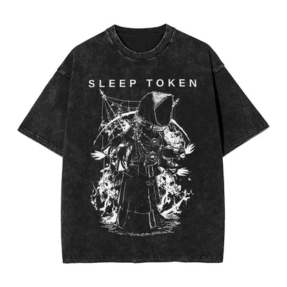 Sleep Rock Music Tokensd Even In Arcadia T Shirt Hip Washed Short Sleeve High Street T-Shirt Fashion for Men Women Streetwear