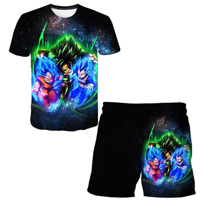 Fashion Dragon Ball Z Tshirt Set Kids Vegeta Boys Clothes Girls Mens Women T-shirt Suit Trucksuit Clothes 3d Goku Short Sleeve