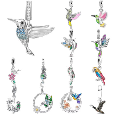 Hot Selling 925 Silver Hummingbird,Bird Bead Pendant Suitable for European Original Bracelet DIY Accessories Exquisite Jewelry