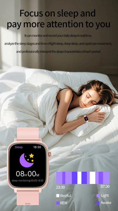 2025 New Smart Watch Women 1.85 inch Screen Customized Dial IP68 Waterproof Smart Watch Men Bluetooth Talk Fashion Bracelet