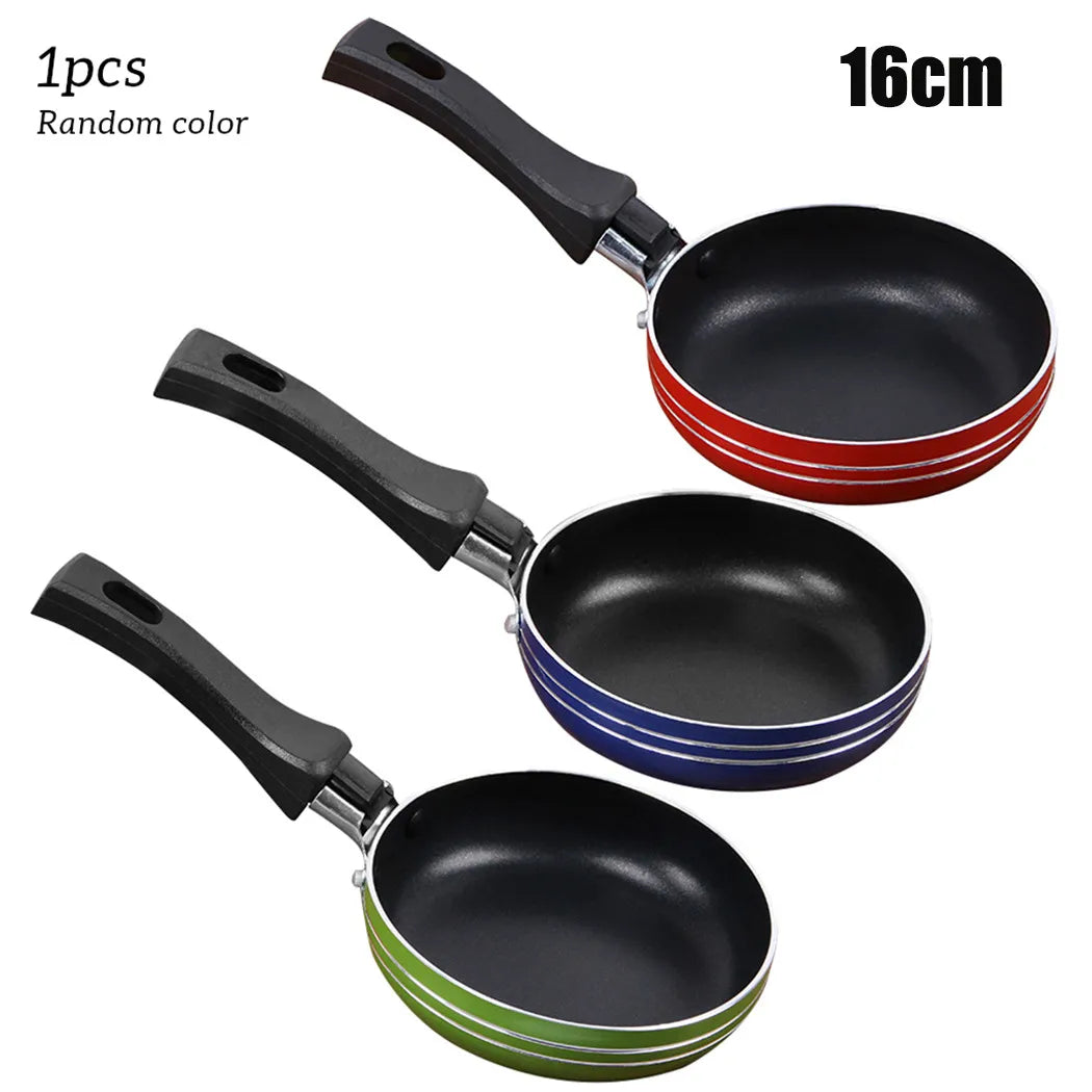 12/14/16cm Mini Frying Pan Non-Stick Steel Frypan Pot Saucepan For Cookware Home Cooking Tools Kitchen Utensils Random Color