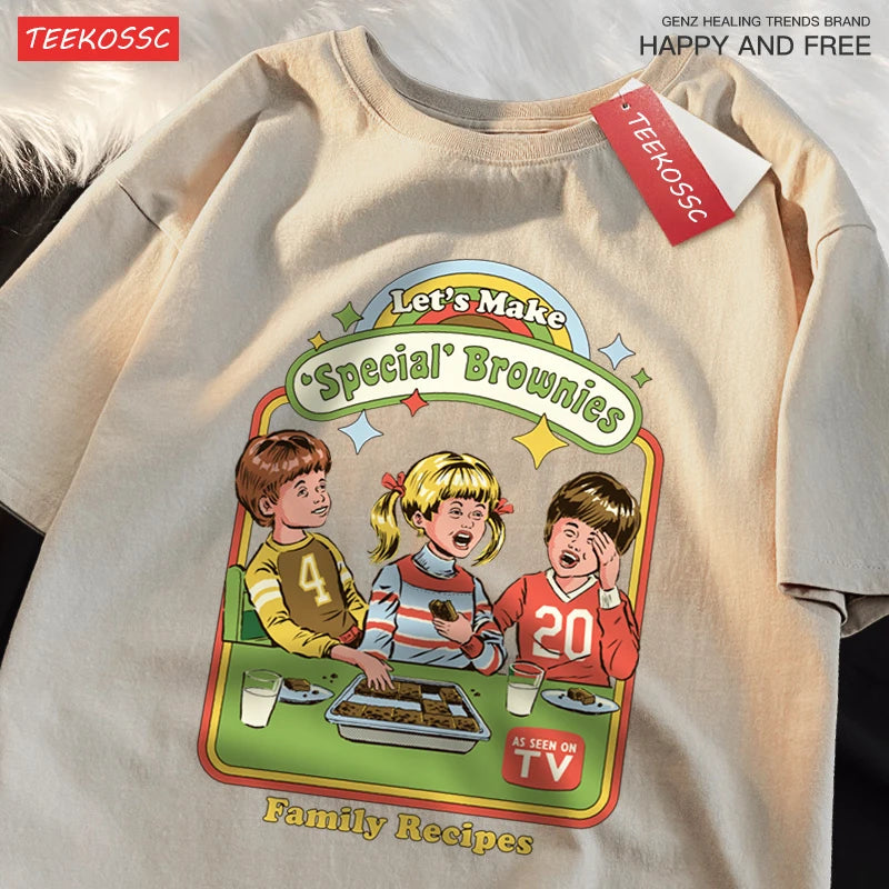 Let’S Make Brownies Family Recipes T Shirt Men Women Cotton Clothes Loose Casual Tshirt Loose Breathable Street Tees Couple