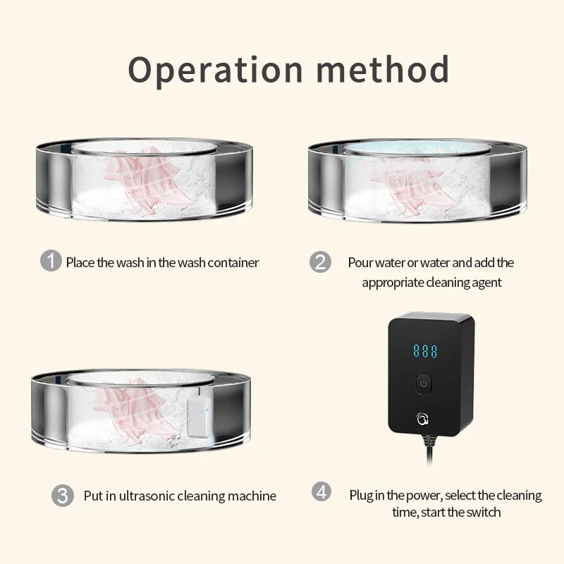 Ultrasonic cleaning portable jewelry watch glasses underwear disinfection washing dishes fruits and vegetables