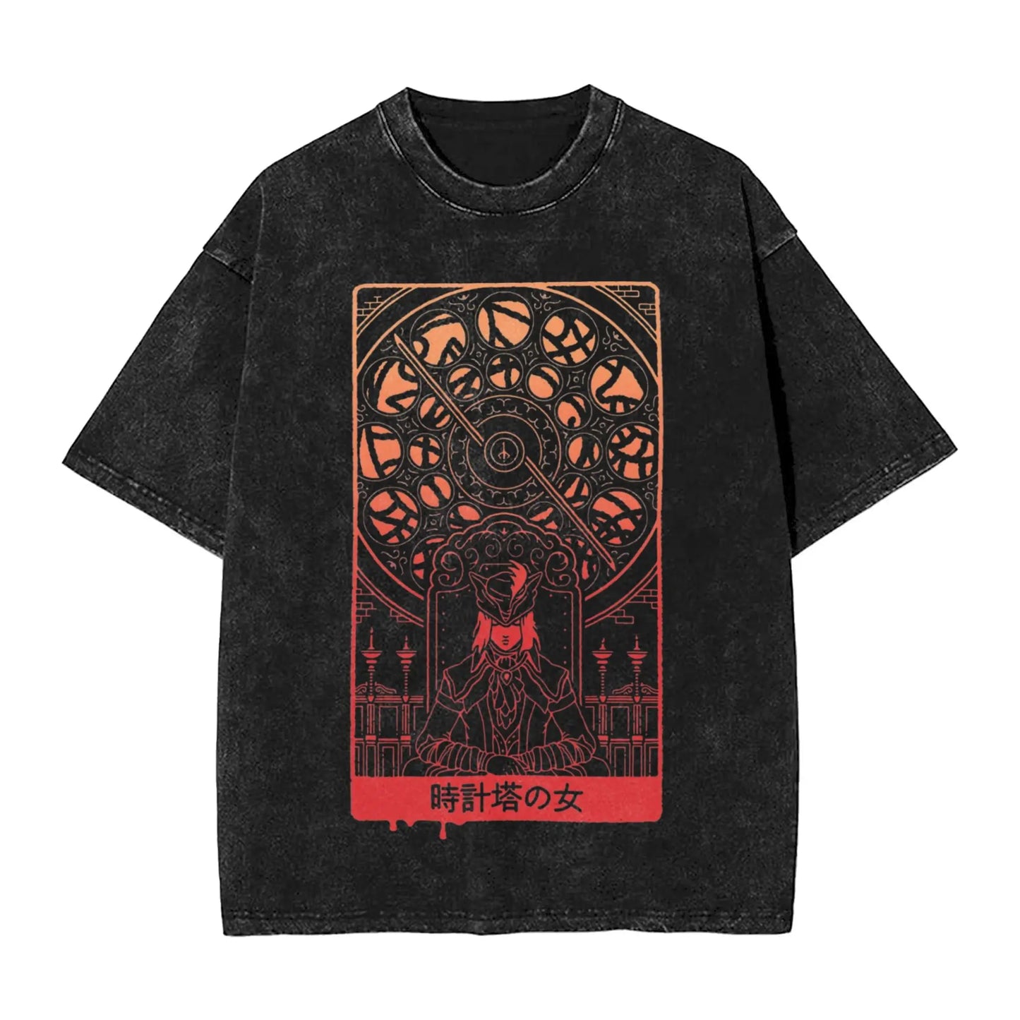Bloodborne Darks Souls Washed T Shirts Streetwear Hip Hop Vintage T-Shirt  Tees Tops for Men Women Cotton Street Graphic Printed