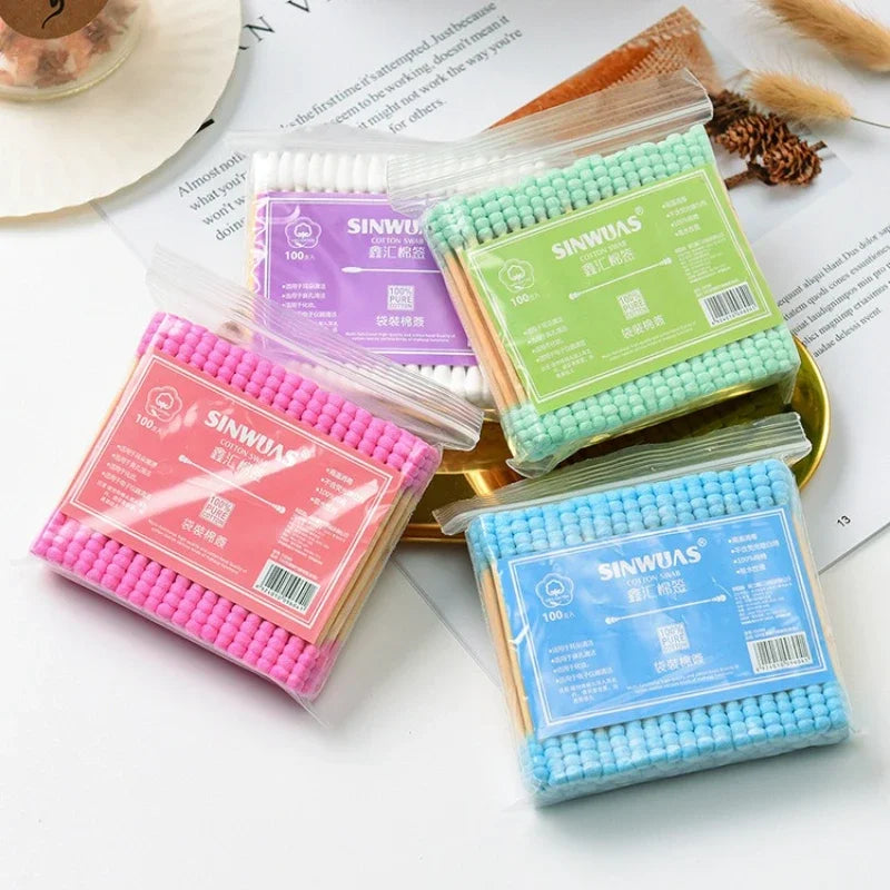 New in 100pcs Bamboo Baby Cotton Swab Cleaning of Ears Tampons Health Beauty Cotton Swab Ear Cleaning Sticks Makeup Disposable