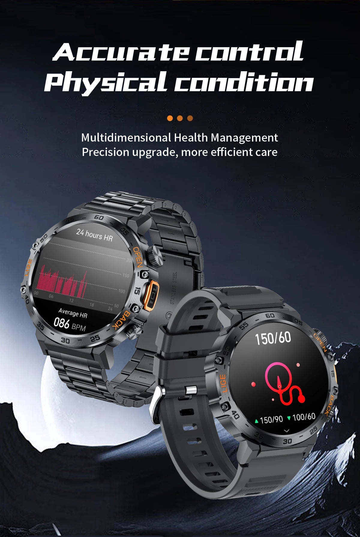 2025 Smart Watch Men 360*360 AMOLED HD Screen Waterproof Sports Fitness Watches Flashlight New Men Smartwatch For Andrio IOS