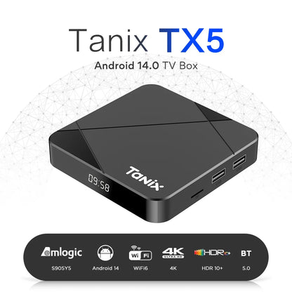 Tanix TX5 Android 14 TV Box Quad Core Amlogic S905Y5 2.4G 5G Wifi BT 4K HDR 3D Media Player