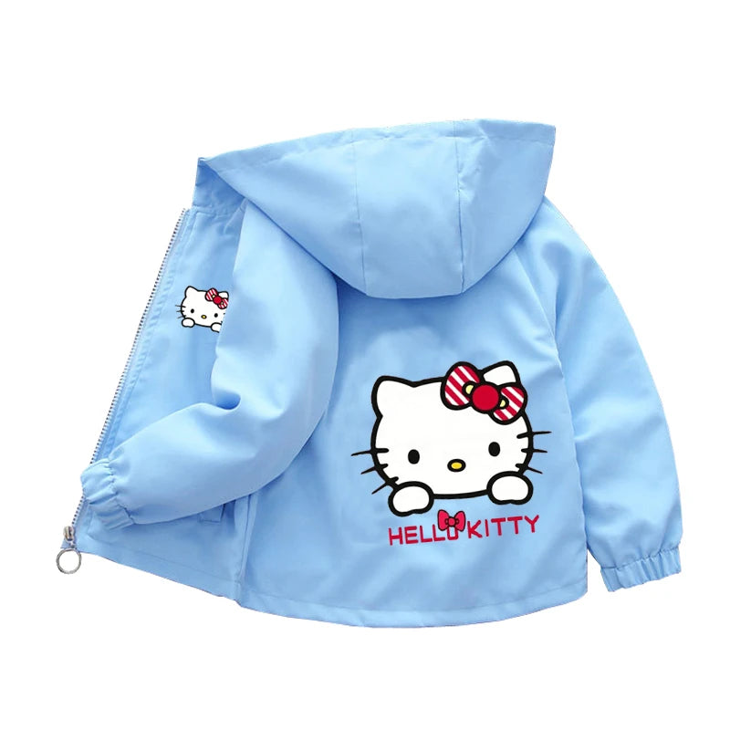 Sanrio kuromi Children Girls Hooded Jacket Coat 2026 Autumn Baby Boy Cartoon Cars Long Sleeve Casual Clothing Kids Outerwear