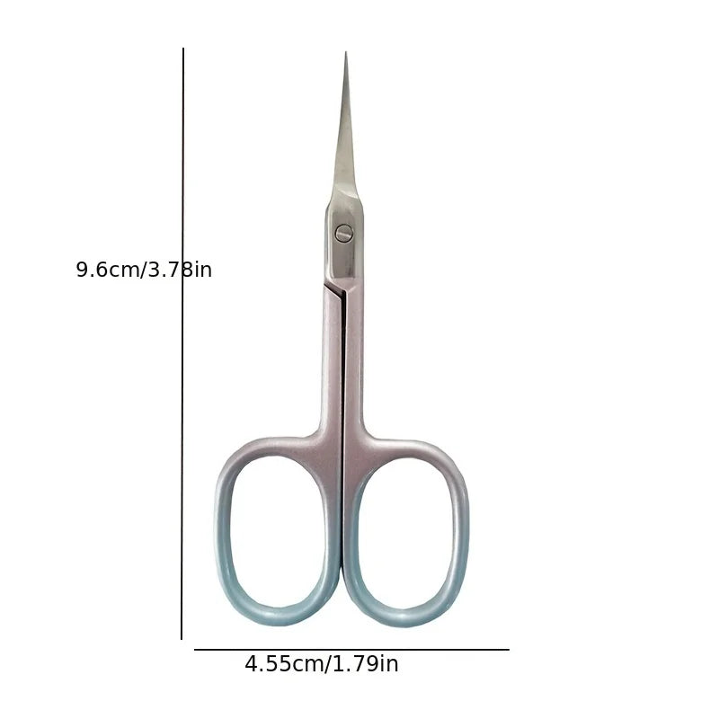Gradient Pink Curved Stainless Steel Scissors Multi-Purpose Beauty Tool for Eyebrows Nails and Makeup Care Non-Slip Grip