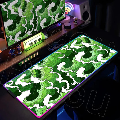 RGB HD Printing XXL Japanese style waves Mouse Pad Large Computer Office Game Table Rubber Gaming Mousepad expand LED Desk Mat