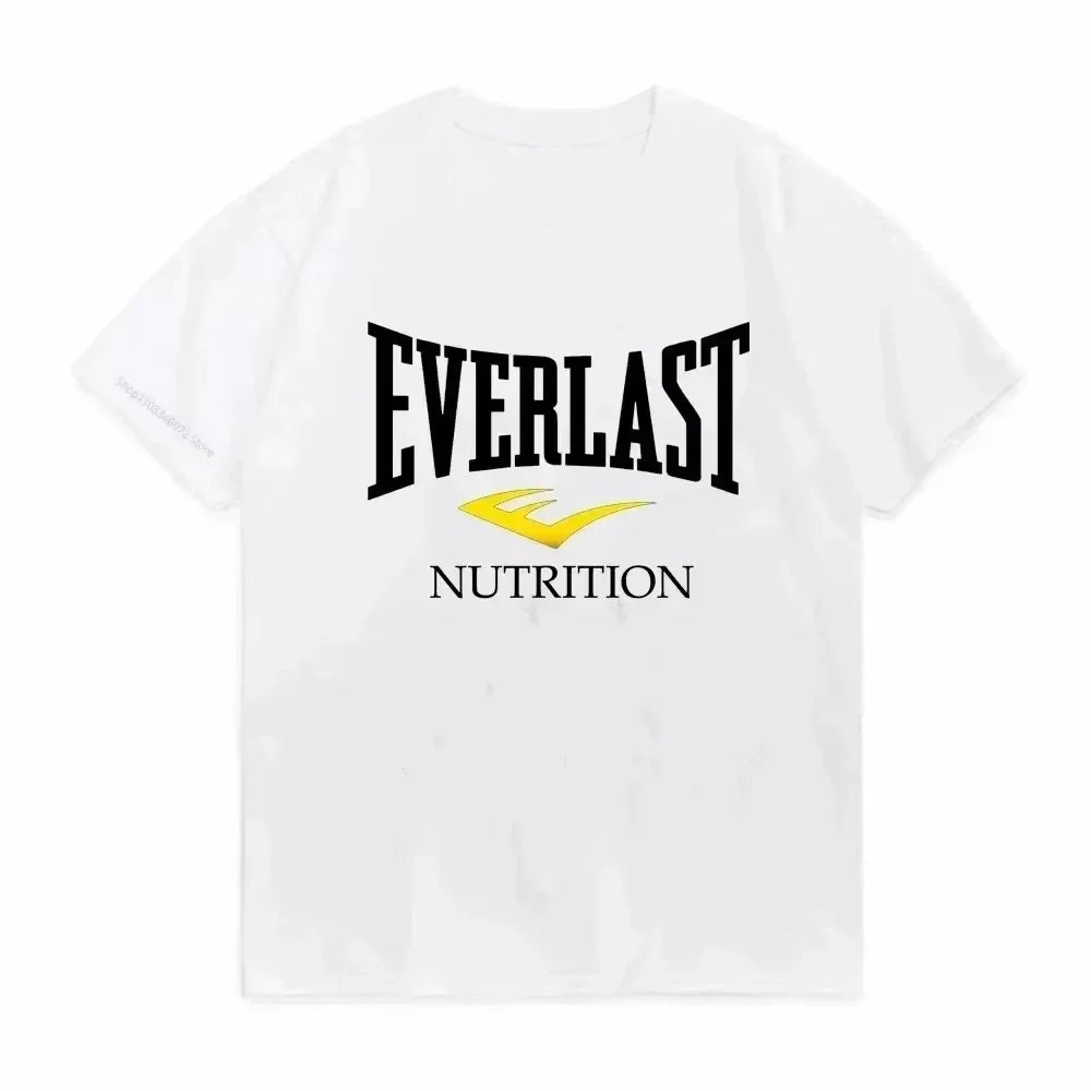 Summer Boxing EVERLAST Men's T-shirt Loose Casual Short Sleeves Women's O-Neck T Shirt Cotton Tee Fitness Sports Tops Streetwear