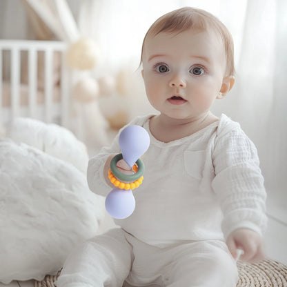 Color Kids 1PCS Silicone Baby Teether Toy 0-12 Months Hand Grip Rattle Tactile Training Safe Chew Toy Infant Shower Gift