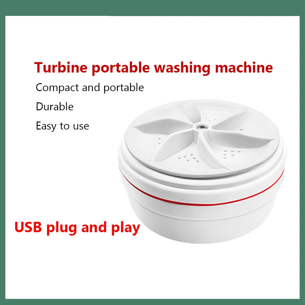 Portable Ultrasonic Turbo Washer Removes Dirt Cleaning Washing Machine Rotating Ultrasonic Turbo Washing Machine for Home Travel