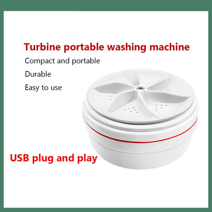 Portable Ultrasonic Turbo Washer Removes Dirt Cleaning Washing Machine Rotating Ultrasonic Turbo Washing Machine for Home Travel