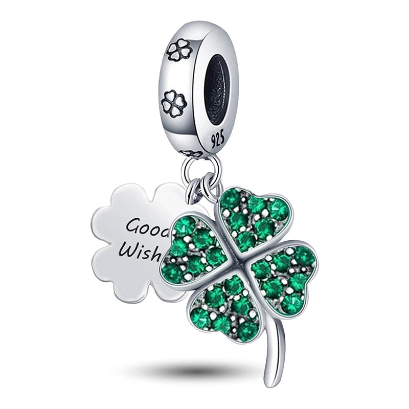925 Sterling Silver Small Fresh Four Leaf Clover Series Charms Bead Diy Bracelet Necklace Making Gift Of High Quality Jewelry