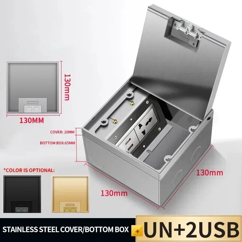 1PCS Flat Floor Hidden Socket, EU Electrical Outlet, Embedded Stainless Steel Marble Floor Socket Box for Home and Office Use