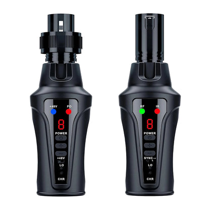 Acemic TR-20SET UHF Wireless Microphone Adapter, XLR Transmitter and Receiver with 48V Phantom Power, for Condenser Dynamic Mic